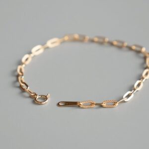 1008. K18 ペーパークリップブレスレット(プレイド) 幅3mm 長さ18cm