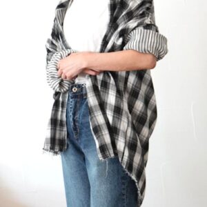 213. LePuju select ガーゼチェックシャツ(black / blue)