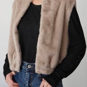 238. passione パシオーネ フェイクファーベスト(beige/gray) (36404)