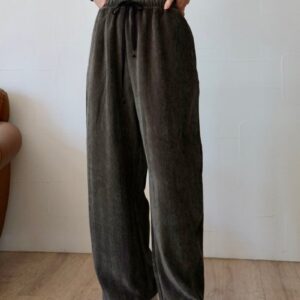 245. CLOCHE クロシェ イージーコクーンパンツ(beige/charcoal) (552-86509)