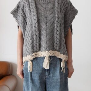 275. L'ours Polaire et Bleu(ルスポレイル&ブルー) ローゲージケーブルベスト(ivory/gray)(25318051)