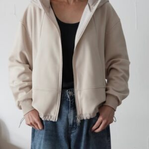 285. passione パシオーネ ボンディングパーカー付きブルゾン(off/black) (46424)