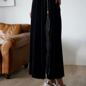 132. GALENA(ガレナ) バイカラーサイドジッププリーツスカート ブラック