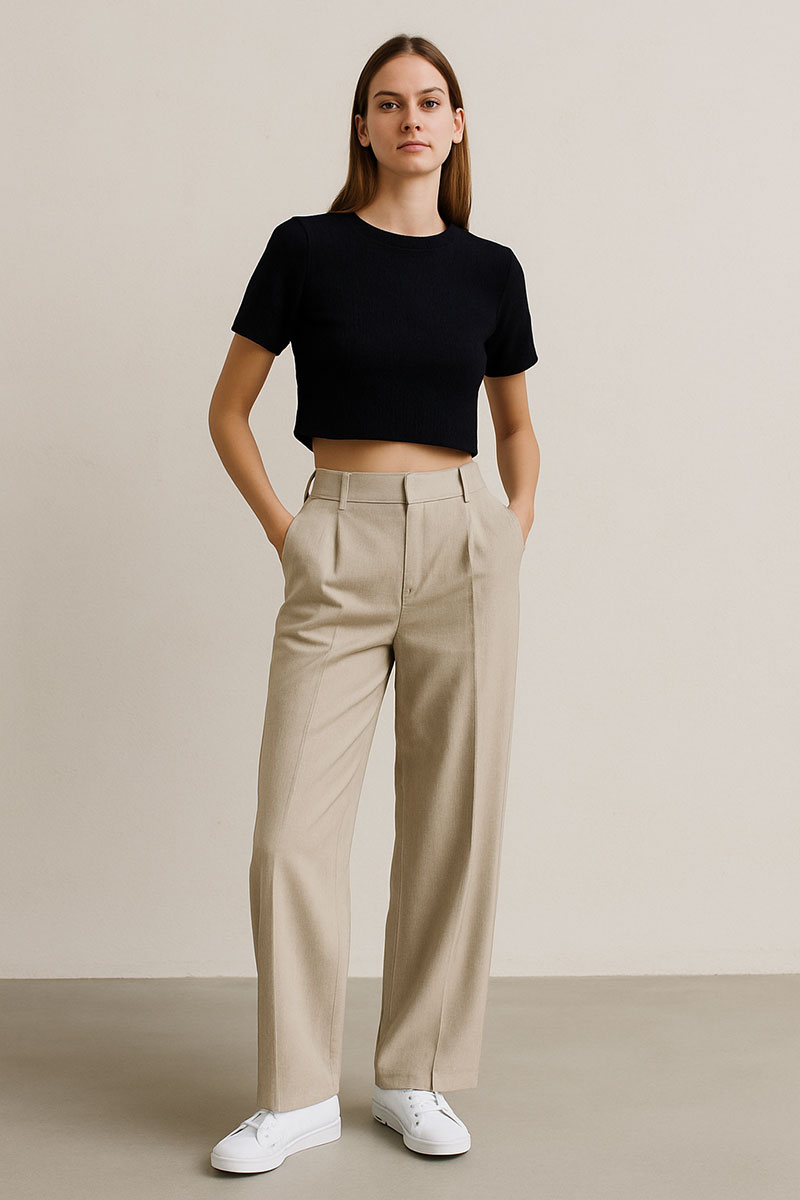 1. ワイドパンツ × ショート丈トップスの黄金バランス